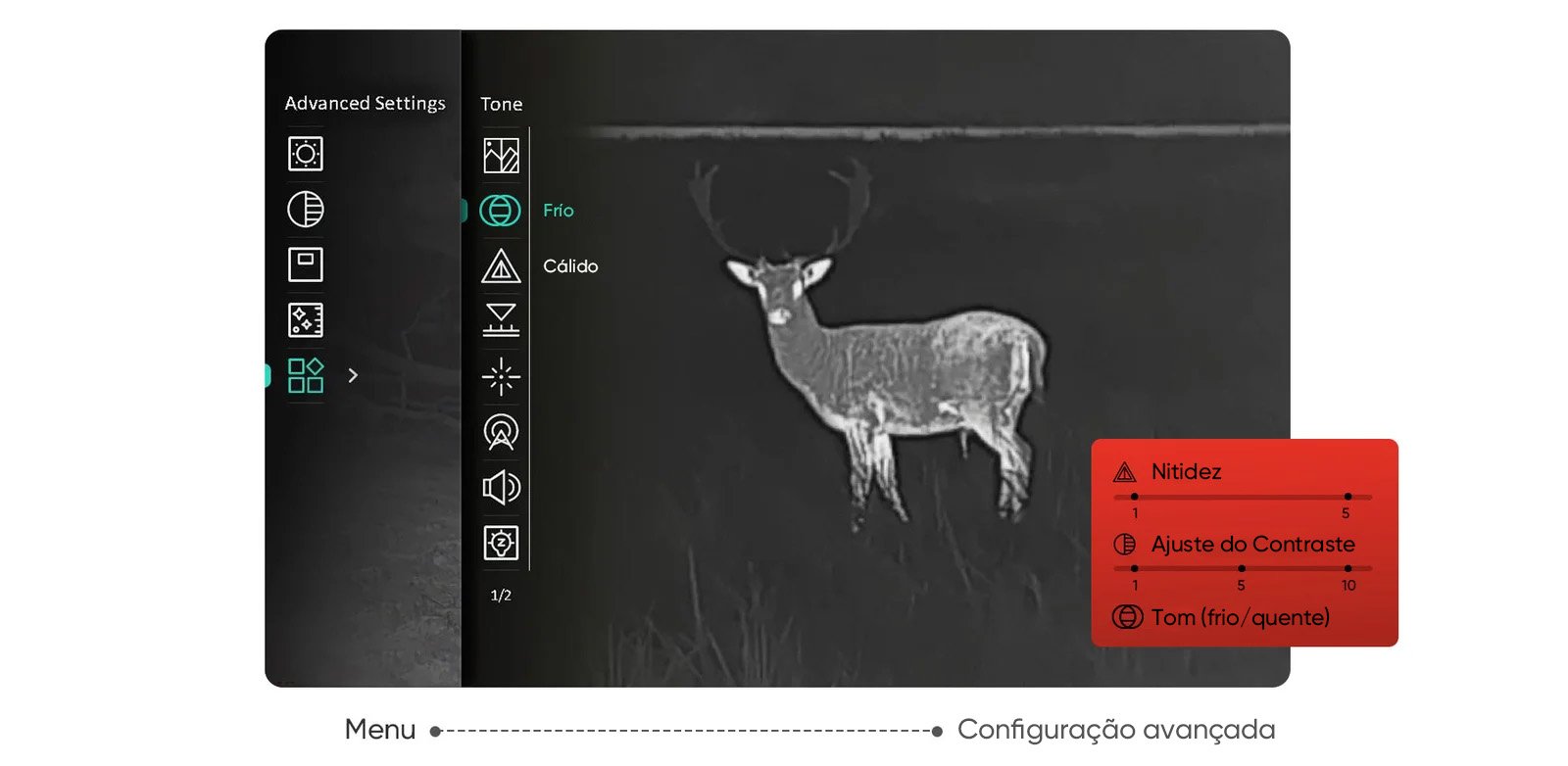 HIKMICRO Condor — Menu hierárquico e definições