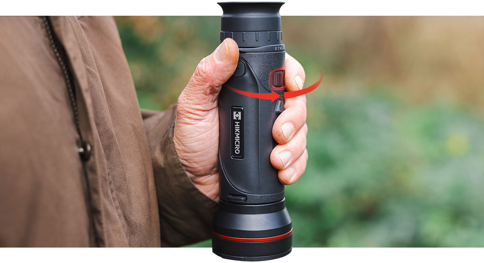 HIKMICRO FALCON 2.0 — roda de foco traseira